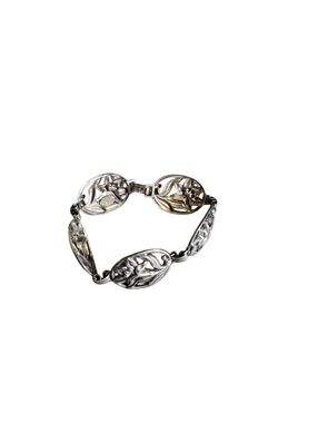 Danecraft VTG Sterling Silver Gorgeous Art Nouveau Floral Bracelet Signed 21 g